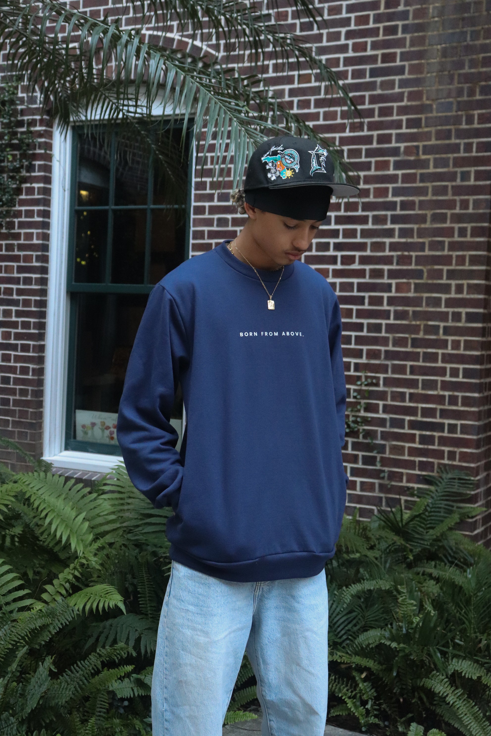 Born From Above Crew Neck- Navy Blue